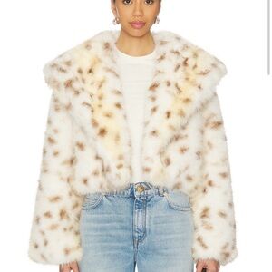 Revolve Women's Faux Fur Jacket - White and Brown
